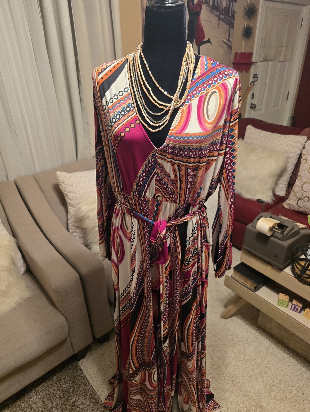 Women's Goodtime Pink Multi-Print Maxi Dress
